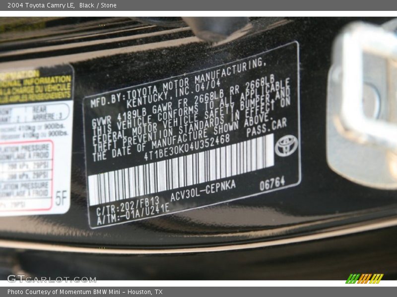 Black / Stone 2004 Toyota Camry LE