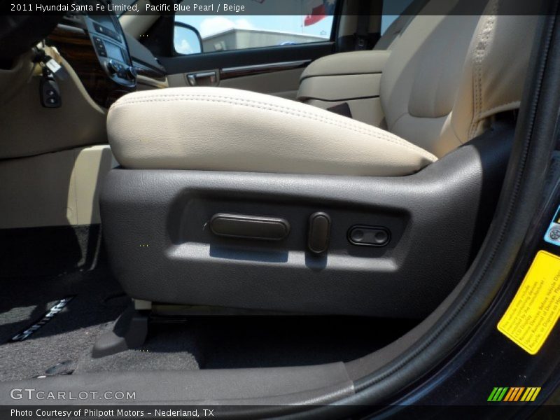 Pacific Blue Pearl / Beige 2011 Hyundai Santa Fe Limited