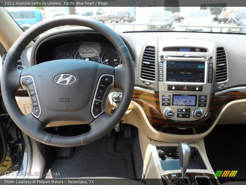 Pacific Blue Pearl / Beige 2011 Hyundai Santa Fe Limited