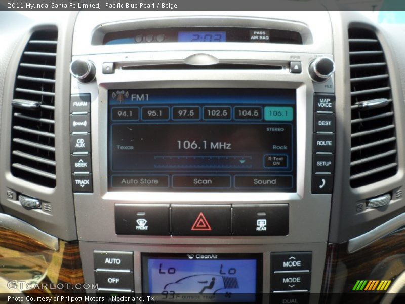 Pacific Blue Pearl / Beige 2011 Hyundai Santa Fe Limited