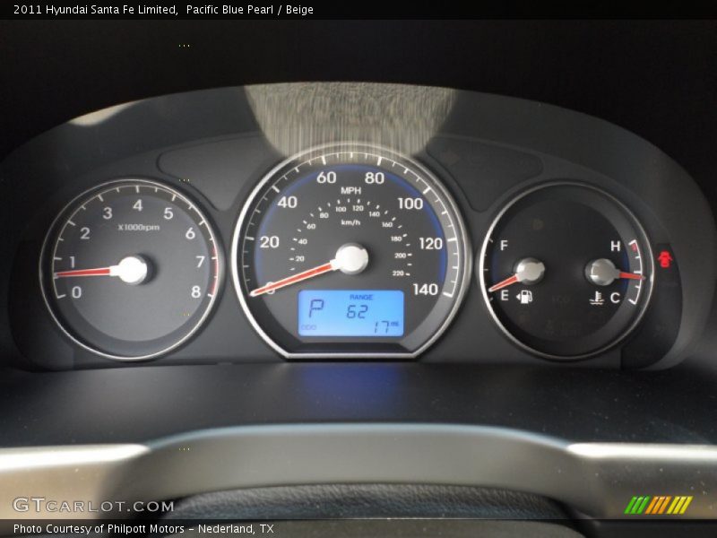 Pacific Blue Pearl / Beige 2011 Hyundai Santa Fe Limited
