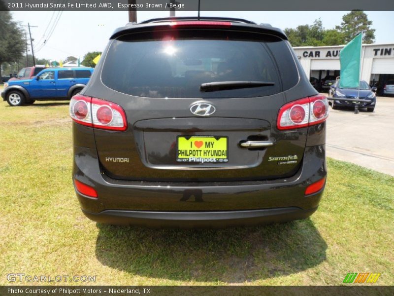 Espresso Brown / Beige 2011 Hyundai Santa Fe Limited AWD