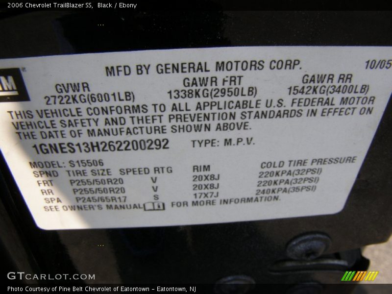 Black / Ebony 2006 Chevrolet TrailBlazer SS