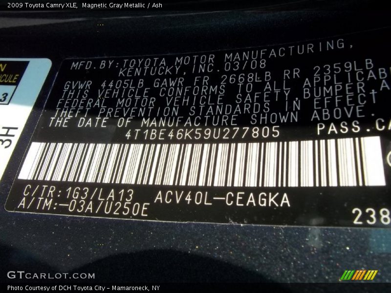 Magnetic Gray Metallic / Ash 2009 Toyota Camry XLE