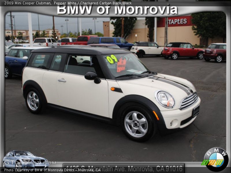 Pepper White / Checkered Carbon Black/Black 2009 Mini Cooper Clubman
