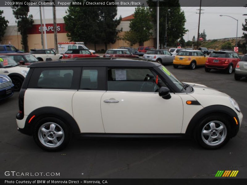 Pepper White / Checkered Carbon Black/Black 2009 Mini Cooper Clubman