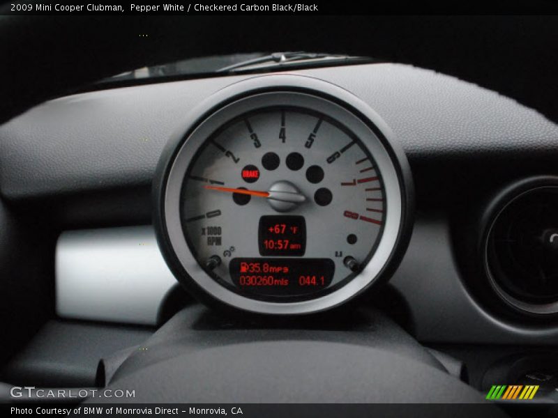 Pepper White / Checkered Carbon Black/Black 2009 Mini Cooper Clubman