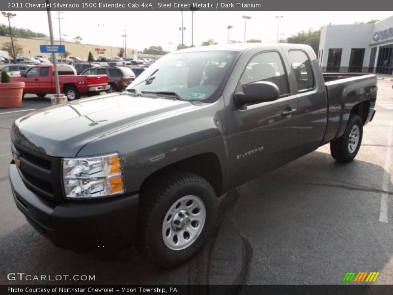 Steel Green Metallic / Dark Titanium 2011 Chevrolet Silverado 1500 Extended Cab 4x4