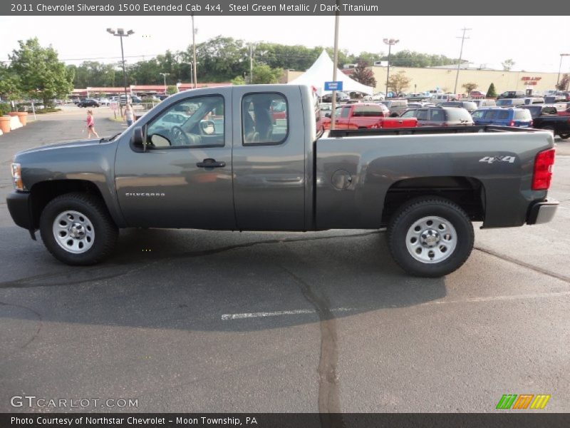 Steel Green Metallic / Dark Titanium 2011 Chevrolet Silverado 1500 Extended Cab 4x4