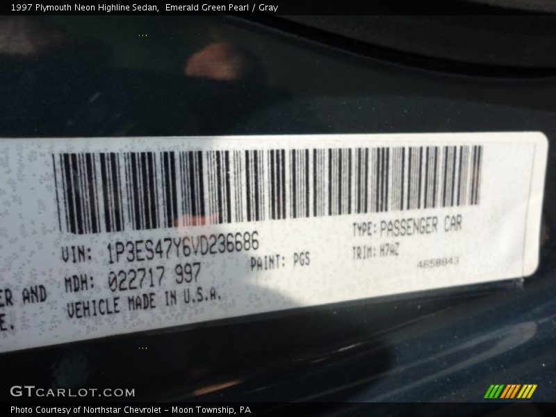 Emerald Green Pearl / Gray 1997 Plymouth Neon Highline Sedan
