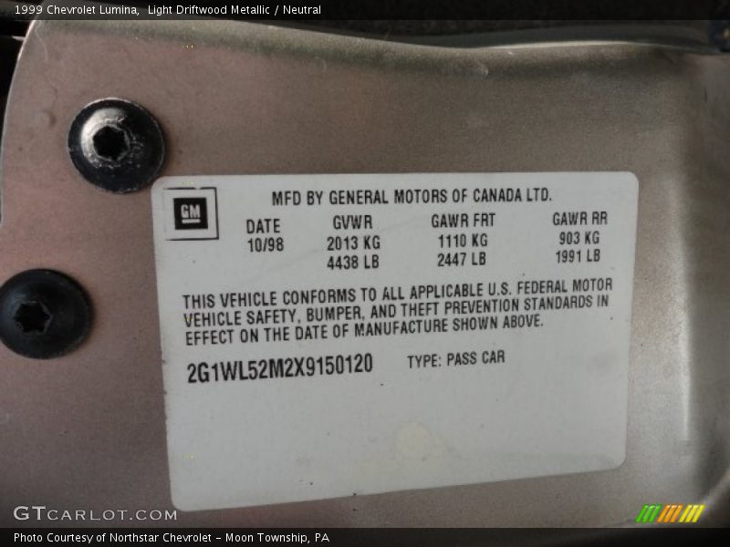 Light Driftwood Metallic / Neutral 1999 Chevrolet Lumina