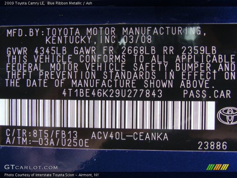 Blue Ribbon Metallic / Ash 2009 Toyota Camry LE