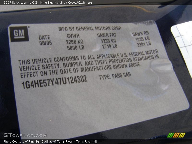 Ming Blue Metallic / Cocoa/Cashmere 2007 Buick Lucerne CXS