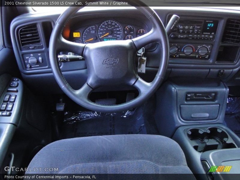 Summit White / Graphite 2001 Chevrolet Silverado 1500 LS Crew Cab