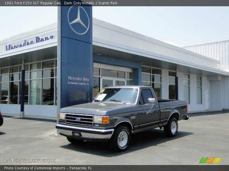 Dark Grey Metallic / Scarlet Red 1991 Ford F150 XLT Regular Cab