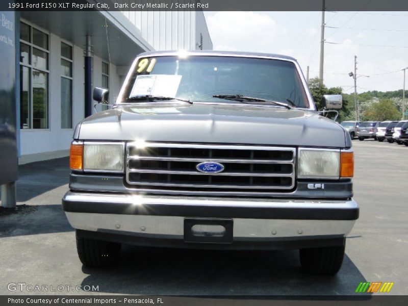 Dark Grey Metallic / Scarlet Red 1991 Ford F150 XLT Regular Cab