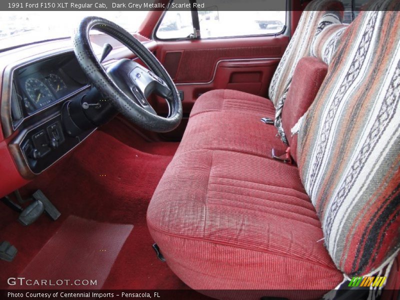 Dark Grey Metallic / Scarlet Red 1991 Ford F150 XLT Regular Cab