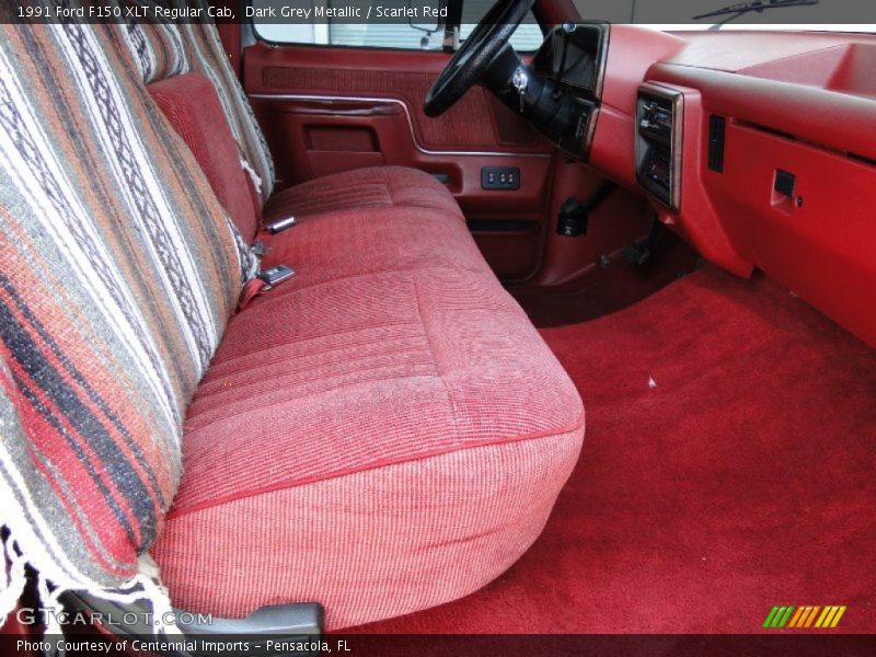 Dark Grey Metallic / Scarlet Red 1991 Ford F150 XLT Regular Cab