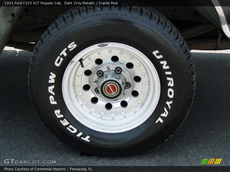 Dark Grey Metallic / Scarlet Red 1991 Ford F150 XLT Regular Cab