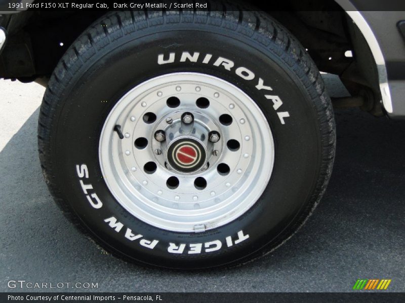 Dark Grey Metallic / Scarlet Red 1991 Ford F150 XLT Regular Cab