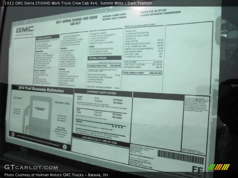 Summit White / Dark Titanium 2011 GMC Sierra 2500HD Work Truck Crew Cab 4x4