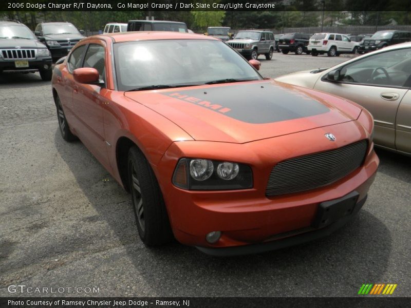 Go Mango! Orange / Dark Slate Gray/Light Graystone 2006 Dodge Charger R/T Daytona