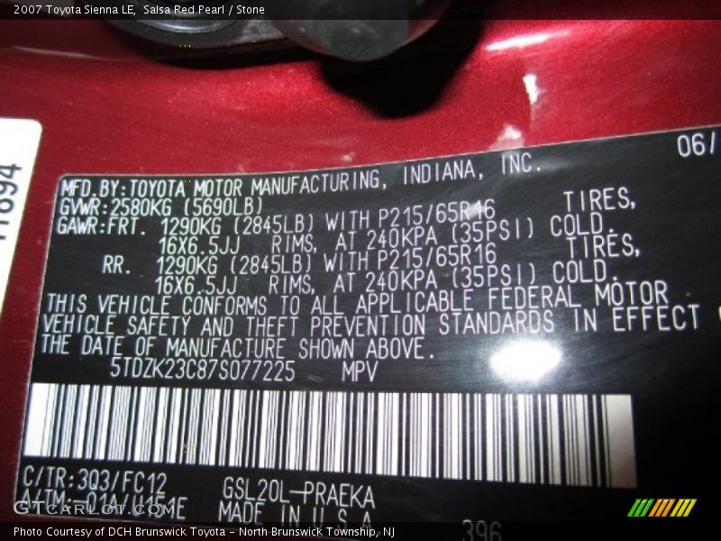 Salsa Red Pearl / Stone 2007 Toyota Sienna LE