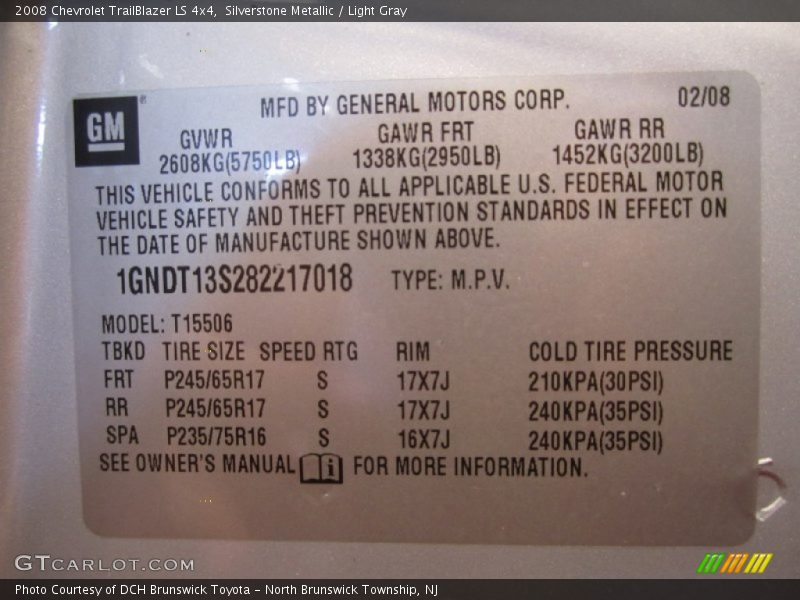 Silverstone Metallic / Light Gray 2008 Chevrolet TrailBlazer LS 4x4
