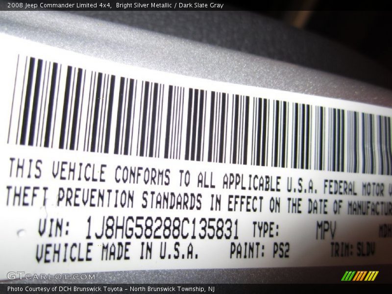 Bright Silver Metallic / Dark Slate Gray 2008 Jeep Commander Limited 4x4