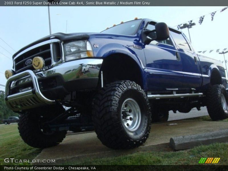 Sonic Blue Metallic / Medium Flint Grey 2003 Ford F250 Super Duty FX4 Crew Cab 4x4