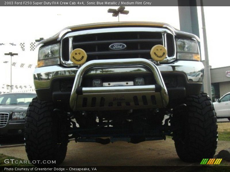 Sonic Blue Metallic / Medium Flint Grey 2003 Ford F250 Super Duty FX4 Crew Cab 4x4