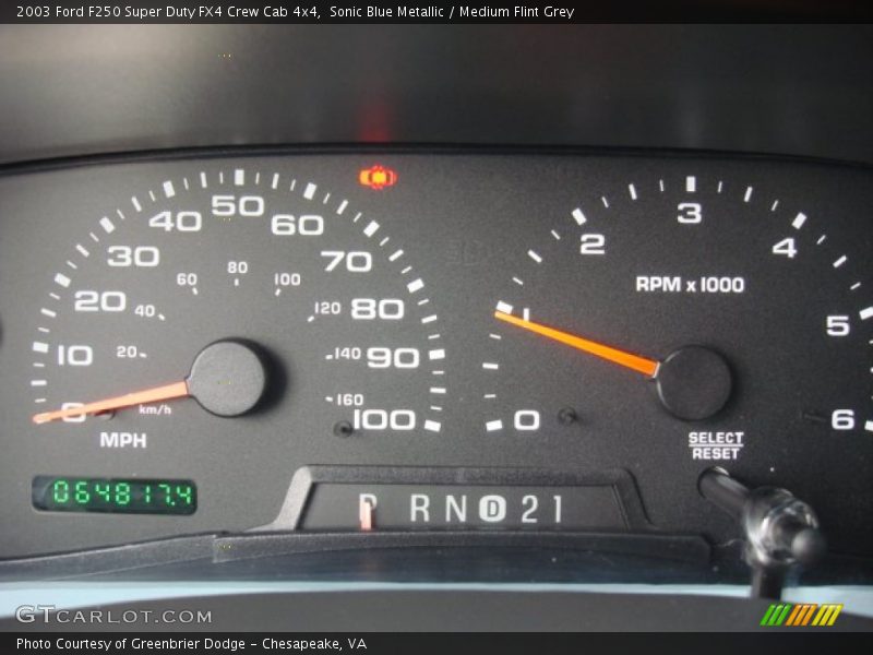 Sonic Blue Metallic / Medium Flint Grey 2003 Ford F250 Super Duty FX4 Crew Cab 4x4