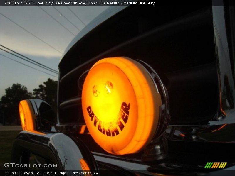 Sonic Blue Metallic / Medium Flint Grey 2003 Ford F250 Super Duty FX4 Crew Cab 4x4