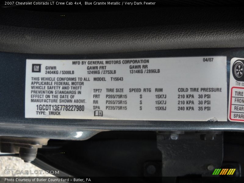 Blue Granite Metallic / Very Dark Pewter 2007 Chevrolet Colorado LT Crew Cab 4x4