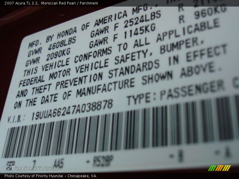 Moroccan Red Pearl / Parchment 2007 Acura TL 3.2