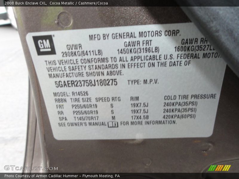 Cocoa Metallic / Cashmere/Cocoa 2008 Buick Enclave CXL