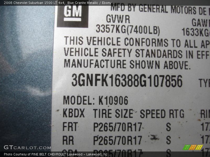 Blue Granite Metallic / Ebony 2008 Chevrolet Suburban 1500 LT 4x4
