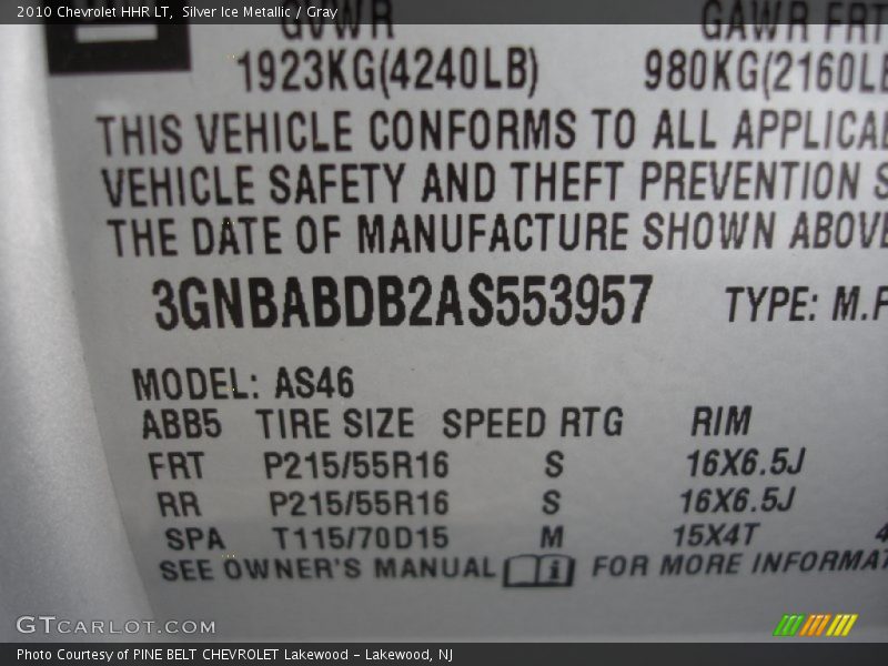 Silver Ice Metallic / Gray 2010 Chevrolet HHR LT