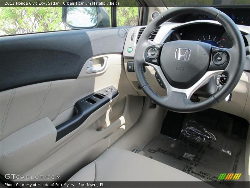 Urban Titanium Metallic / Beige 2012 Honda Civic EX-L Sedan