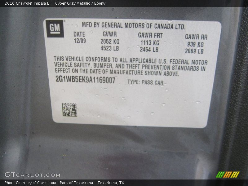 Cyber Gray Metallic / Ebony 2010 Chevrolet Impala LT