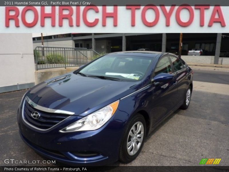 Pacific Blue Pearl / Gray 2011 Hyundai Sonata GLS