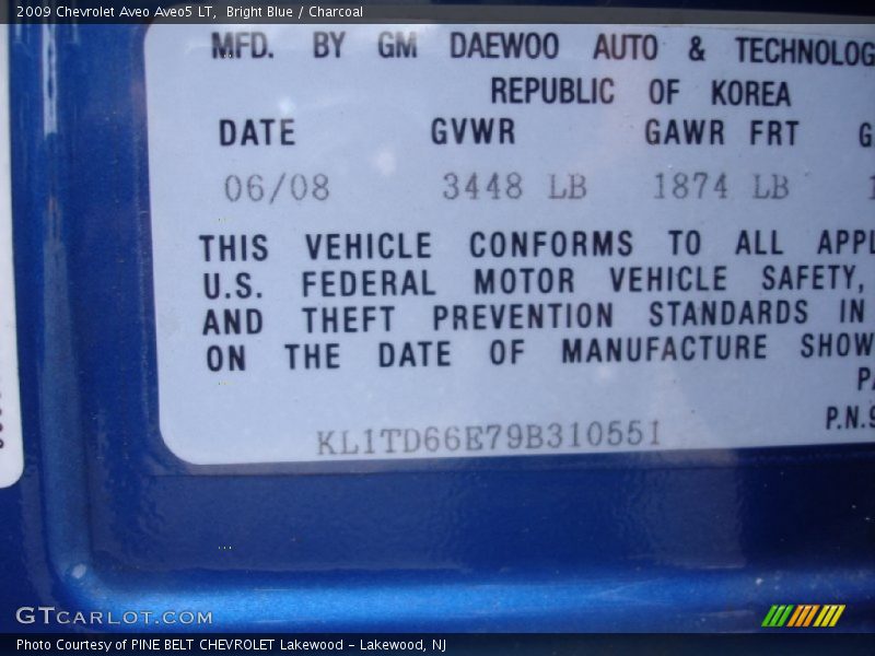 Bright Blue / Charcoal 2009 Chevrolet Aveo Aveo5 LT