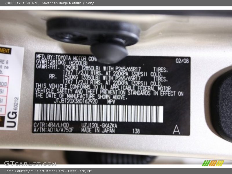 Savannah Beige Metallic / Ivory 2008 Lexus GX 470
