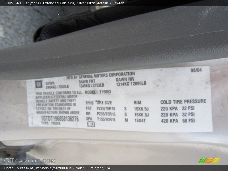 Silver Birch Metallic / Pewter 2005 GMC Canyon SLE Extended Cab 4x4