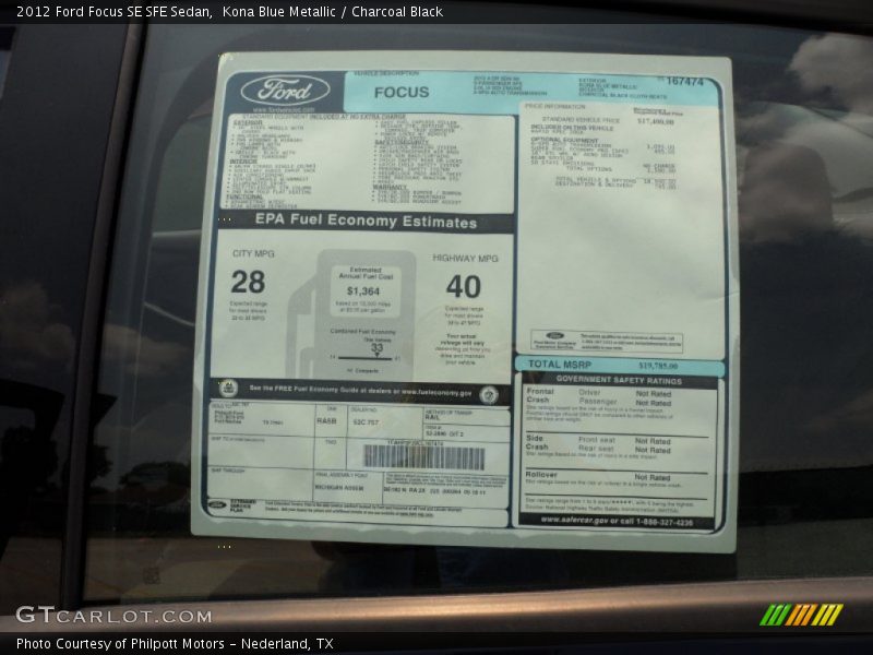  2012 Focus SE SFE Sedan Window Sticker