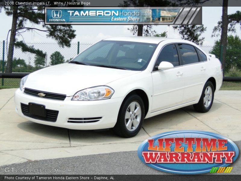 White / Neutral Beige 2008 Chevrolet Impala LT