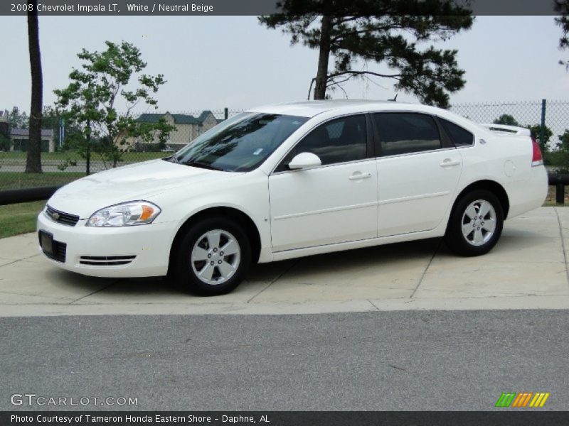 White / Neutral Beige 2008 Chevrolet Impala LT