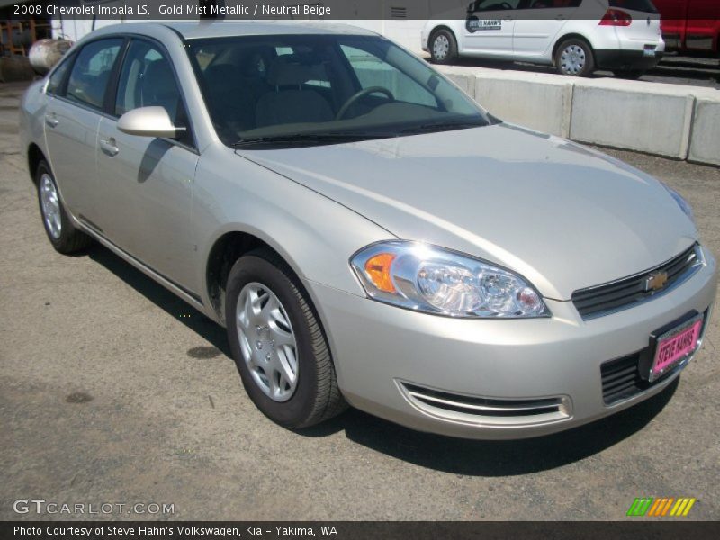 Gold Mist Metallic / Neutral Beige 2008 Chevrolet Impala LS