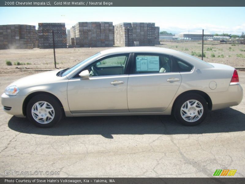 Gold Mist Metallic / Neutral Beige 2008 Chevrolet Impala LS