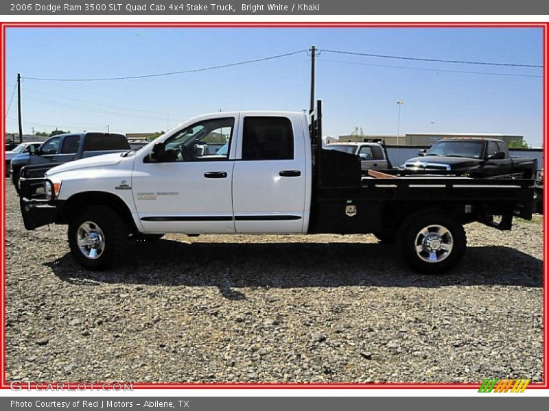 Bright White / Khaki 2006 Dodge Ram 3500 SLT Quad Cab 4x4 Stake Truck